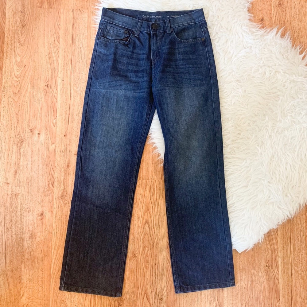 Calvin Klein Slim Straight Leg Dark Jeans 14